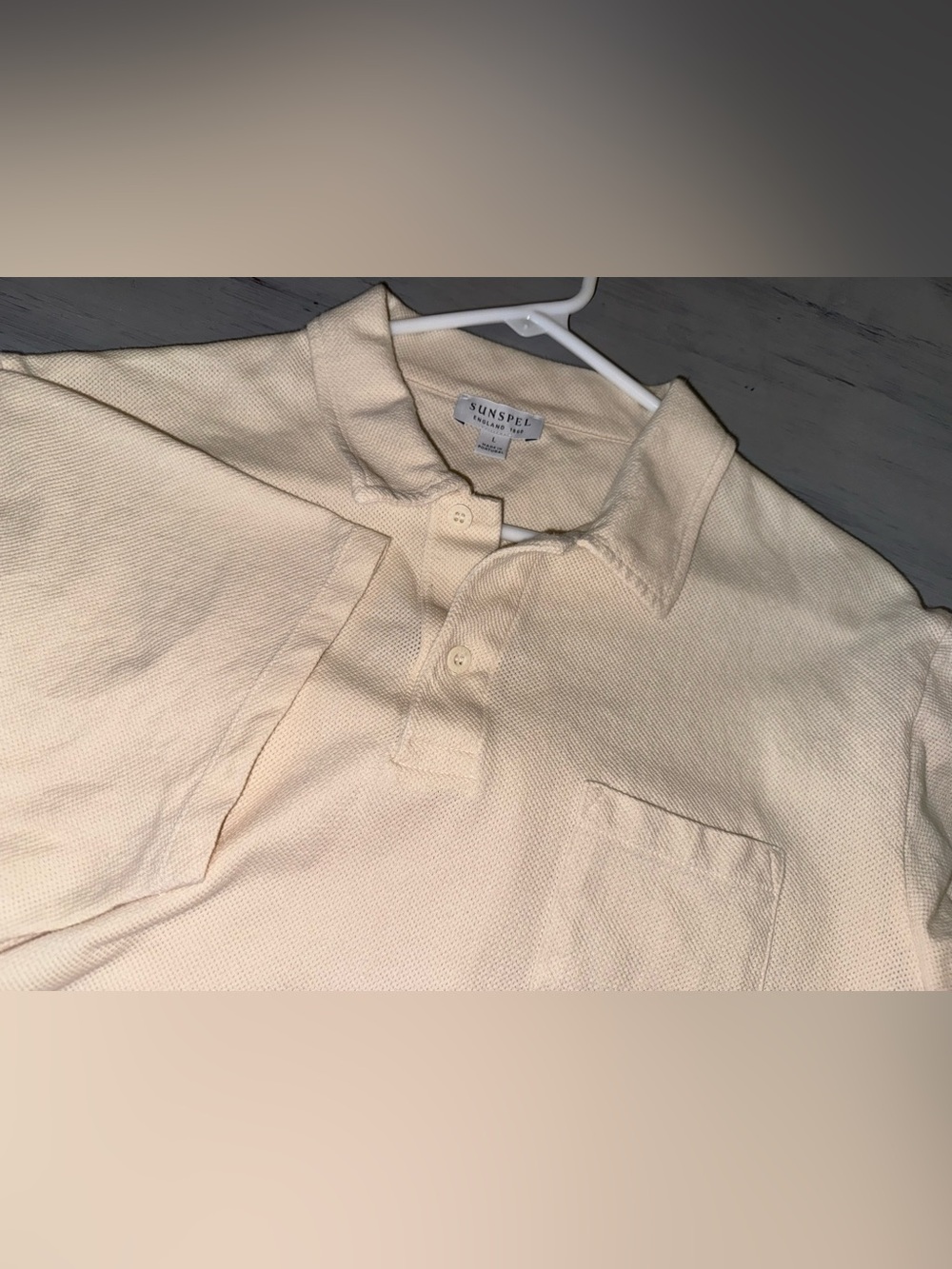 Sunspel Riviera Polo Men’s L Undyed Cream Supima Cotton Made in Portugal